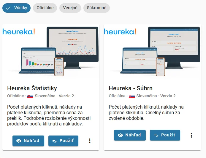 Vytvorte report alebo použite hotovú šablónu