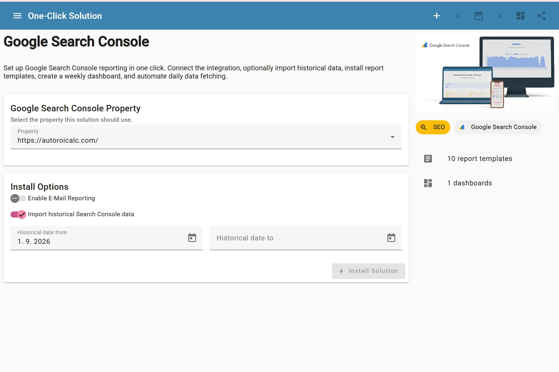 Inštalácia riešenia pre Google Search Console